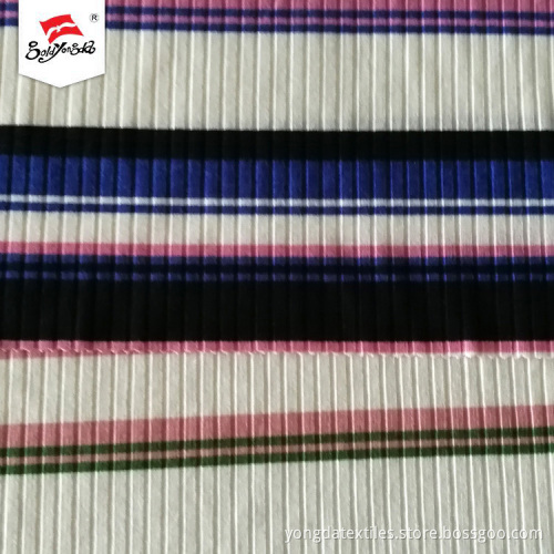 Directly Polyester Spandex Colorful 7*4 Rib Print Stripe